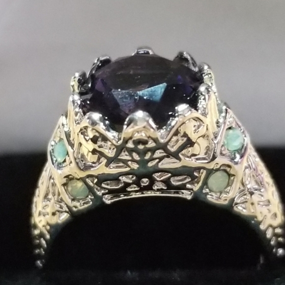 2XHOST PICK. PURPLE & TEAL GREEN GEMSTONE RING IN A .925 STERLING SILVER SETTING - Picture 7 of 14